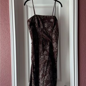 B. Smart Brown Floral Strapless Dress